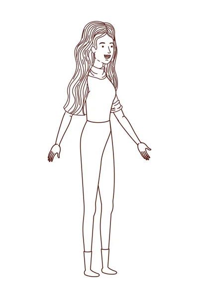 Ung kvinna stående avatar karaktär — Stock vektor