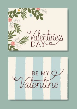 mutlu sevgililer günü kartları çiçek dekorasyonu ile ayarla