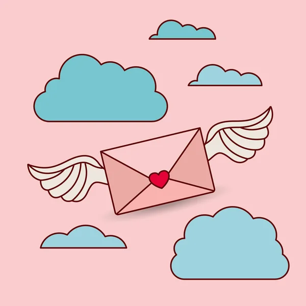 Mutlu Sevgililer günü kartı zarf ile — Stok Vektör