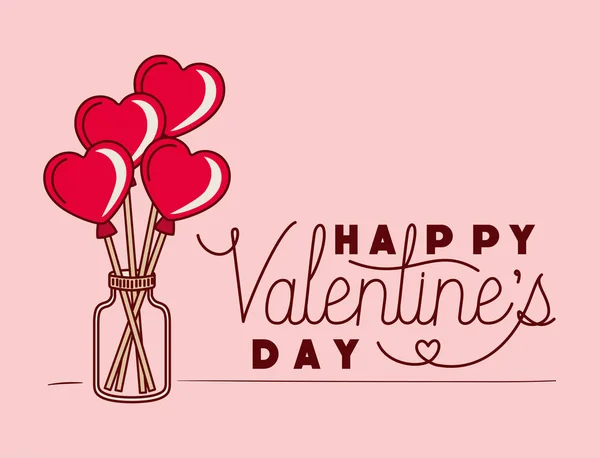 Happy valentines day card with mason jar — Stock Vector