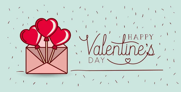 Happy Valentijnsdag Kaart Met Vector Illustratie Envelopontwerp — Stockvector