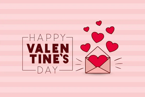 Happy Valentijnsdag kaart met envelop — Stockvector