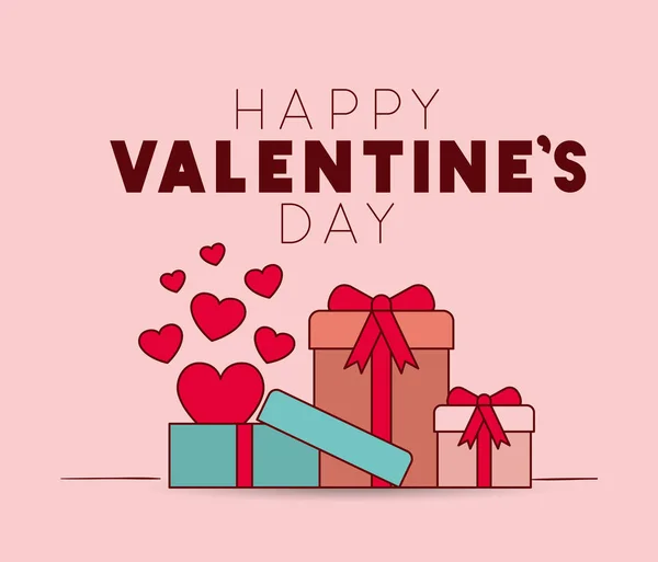 Šťastný Valentýna karty s dárky — Stockový vektor