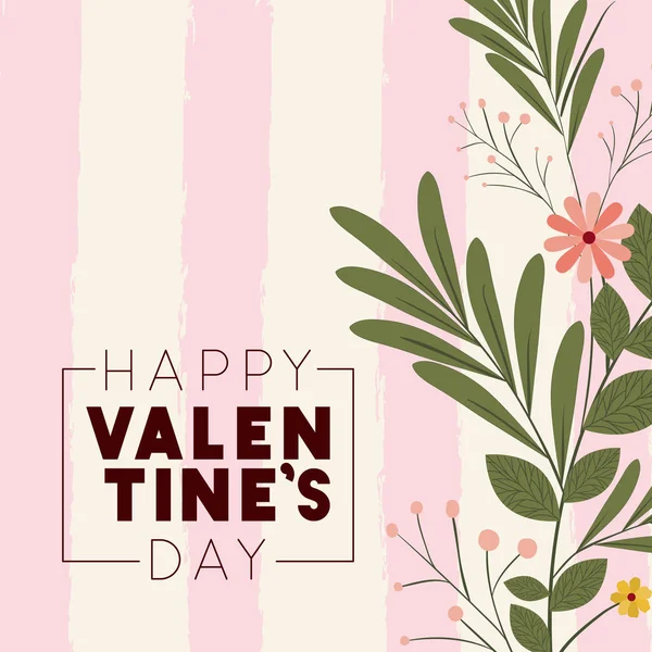 Cartão feliz dia dos namorados com moldura floral — Vetor de Stock