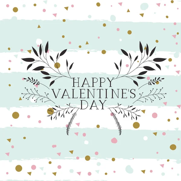 Happy Valentijnsdag kaart met blaadjes kroon — Stockvector