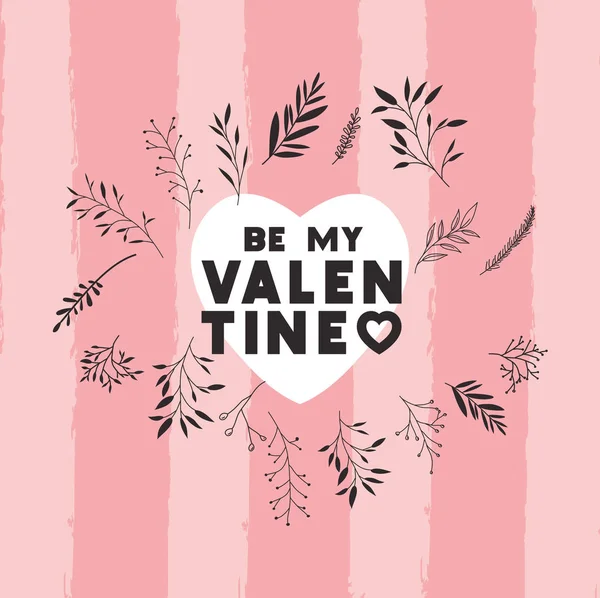 Šťastný Valentýna karty s srdcem a listovým rám — Stockový vektor