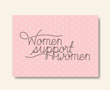 kadın destek mesajı el yapımı yazı tipi ile kartı