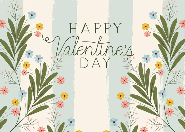 Mutlu sevgililer günü kartı Meydanı ve çiçek çerçeveli — Stok Vektör