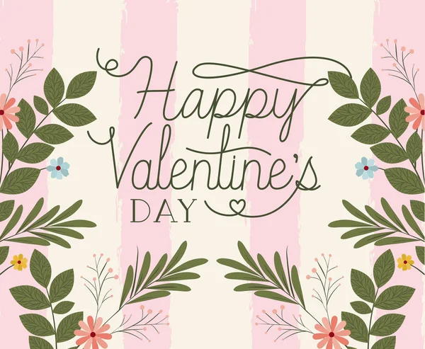 Šťastný Valentýna karty s náměstí a květiny rámec — Stockový vektor
