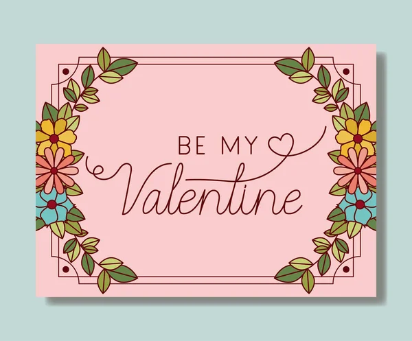 Cartão feliz dia dos namorados com coroa floral — Vetor de Stock