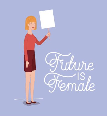 kadın karakteri ile feminist mesaj vektör çizim tasarım