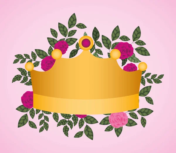 Tarjeta de celebración del día de la mujer con rosas y corona — Vector de stock