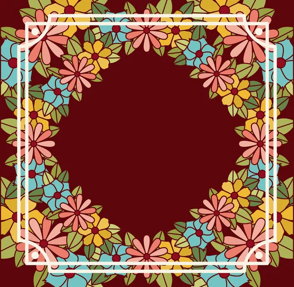 Florale decoratie vierkante frame — Stockvector