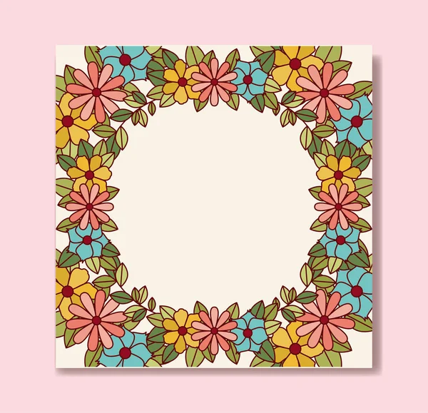 Marco cuadrado decoración floral — Vector de stock