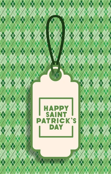 Saint Patricks Étiquette Jour Accroché Avec Fond Vert Vectoriel Illustration — Image vectorielle