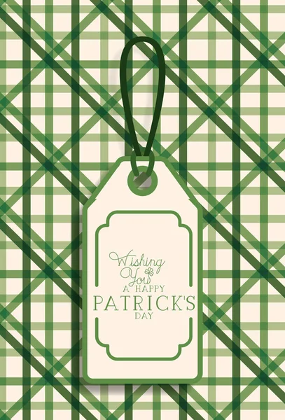 Saint patricks dag tagg hängande med grön bakgrund — Stock vektor