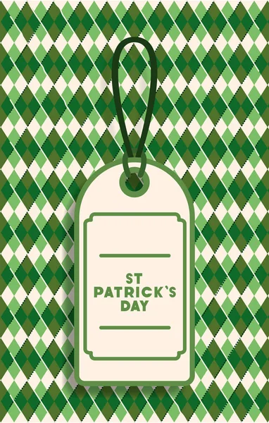 Saint patricks étiquette de jour suspendu avec fond vert — Image vectorielle