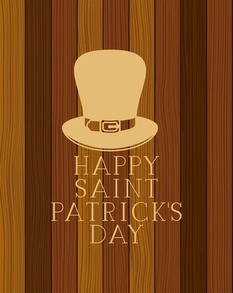 Lemprechaun chapeau saint patricks avec fond en bois — Image vectorielle