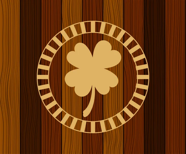 圣帕特里克三叶草与手工制作的字体木制背景 — 图库矢量图片