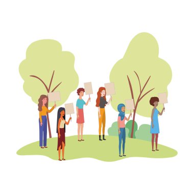 Genç kadının peyzaj karakter...