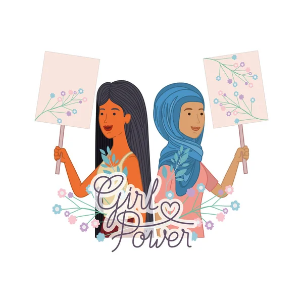 Kadınlar etiketi kız güç karakteri ile