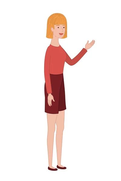 Young woman standing avatar character — Stock Vector