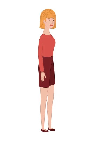 Jeune femme debout avatar personnage — Image vectorielle