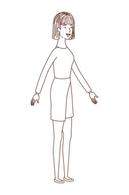 Genç kadın ayakta avatar karakter vektör çizim tasarım