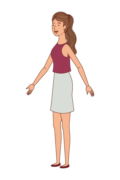 Jeune femme debout avatar personnage — Image vectorielle