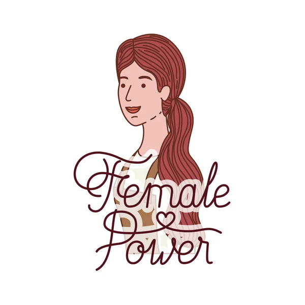 Frau mit Label female power avatar charakter — Stockvektor