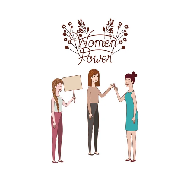 Женщины с ярлыком женщины власть характер — стоковый вектор