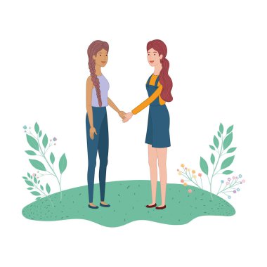 Genç kadının peyzaj karakter...