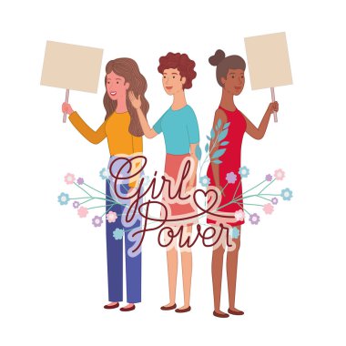 Kadınlar etiketi kız güç karakteri ile