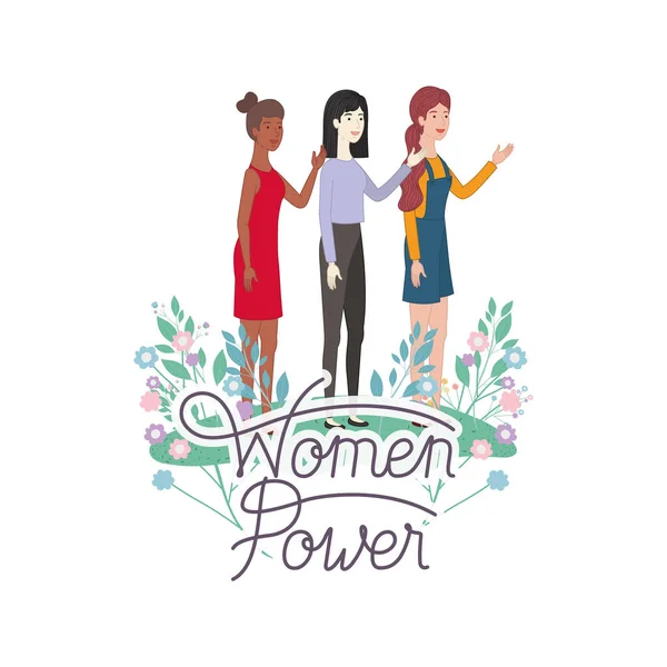 A címke nők nők hatalom avatar karakter — Stock Vector