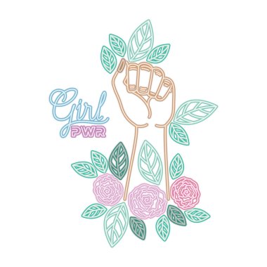 Kız güç etiket elle mücadele sinyal Icons