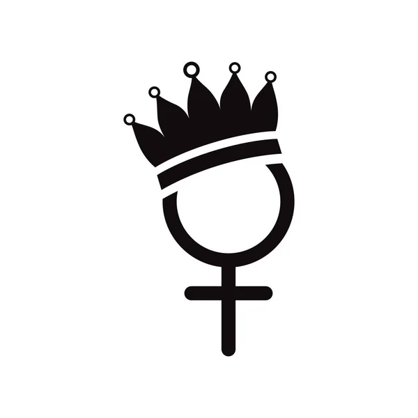 Gender female symbol with crown — Stock Vector