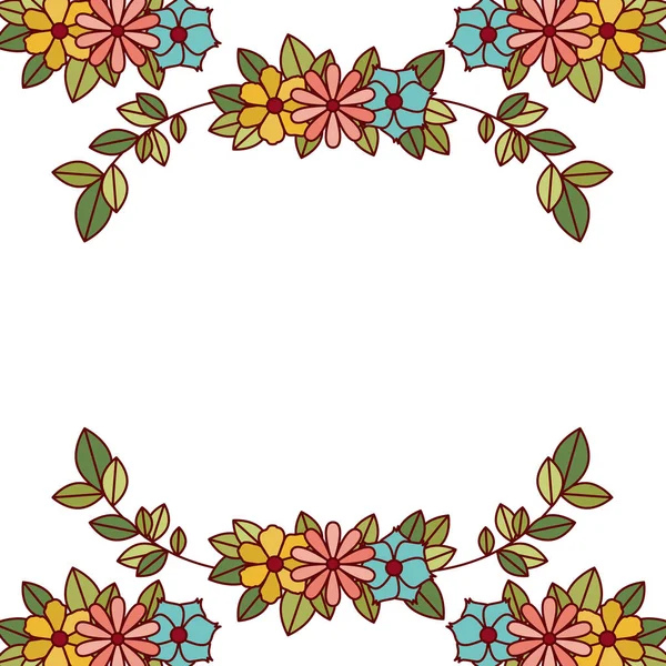 Wianek z kwiatów i liści na białym tle ikona — Wektor stockowy