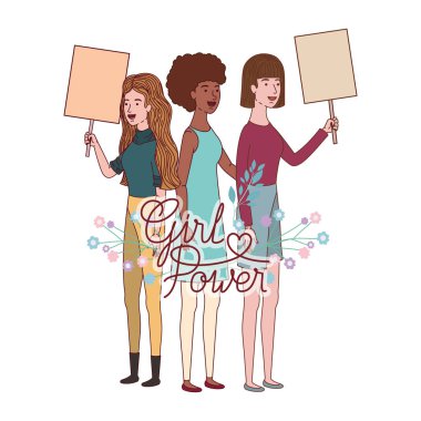Kadınlar etiketi kız güç karakteri ile