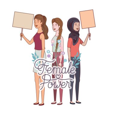 Kadınlar etiketi kadın güç karakteri ile