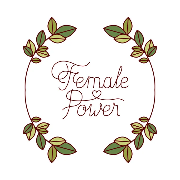 Vrouwelijke energie label met bloemen kaderpictogrammen — Stockvector