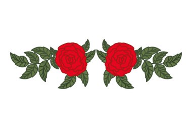 güzel güller ile yapraklar izole simgesi