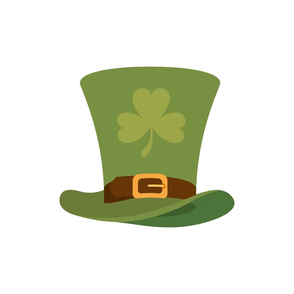 Leprechaun hat with clover isolated icon — Stock Vector