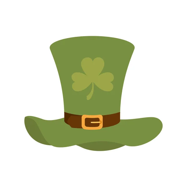 Leprechaun hat with clover isolated icon — Stock Vector