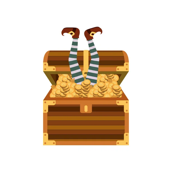 Cofre con monedas icono aislado — Vector de stock