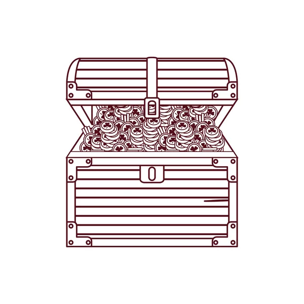 Chest with coins isolated icon — Stock Vector