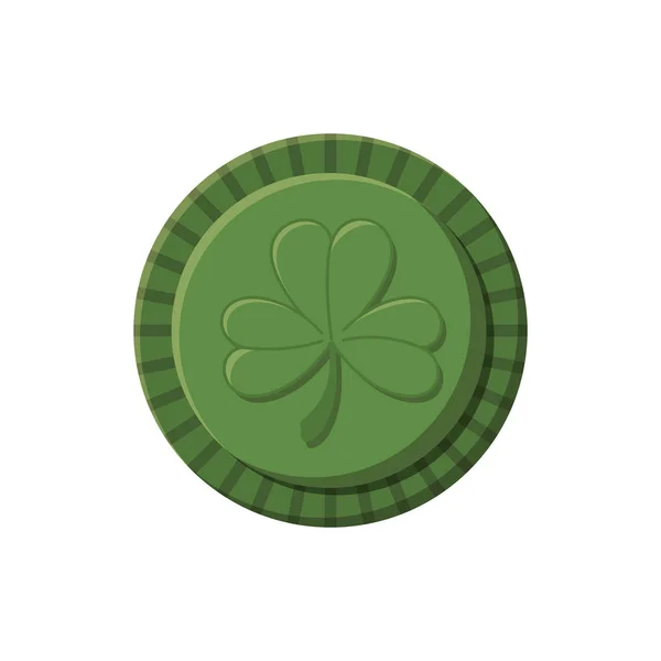 Coin with clover isolated icon — Stock Vector