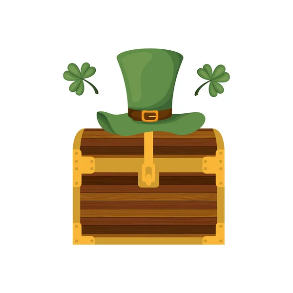 Chest with leprechaun hat isolated icon — Stock Vector