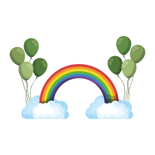 Rainbow z ikona na białym tle chmury — Wektor stockowy