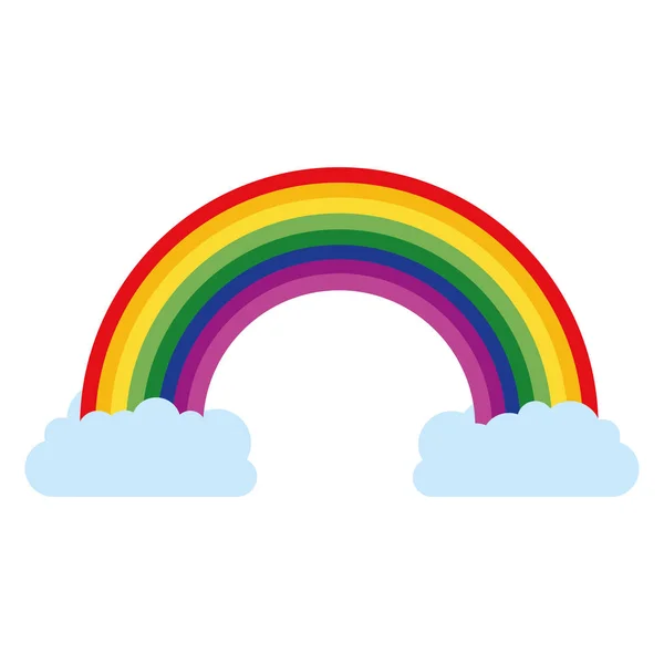 Rainbow z ikona na białym tle chmury — Wektor stockowy