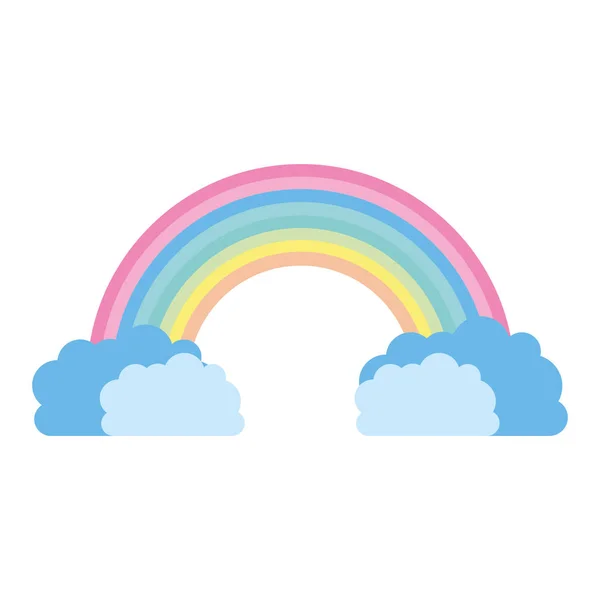 Arcobaleno con le nuvole icona isolata — Vettoriale Stock